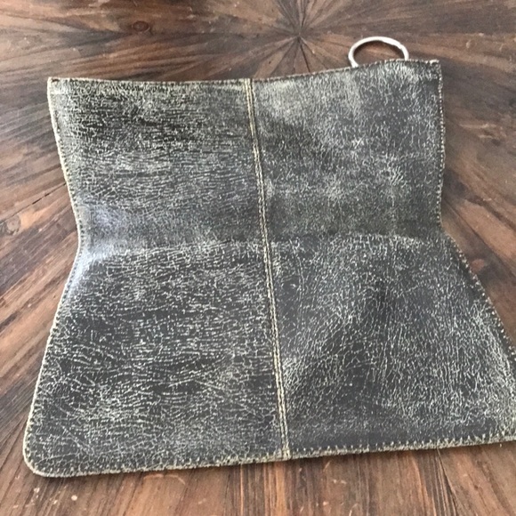 LATICO Antiqued Brown Crackle Fold over Clutch - Picture 2 of 6